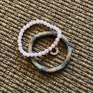 Elegant Pink and Silver Bracelet Set